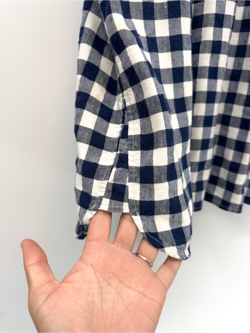 Land's End Navy & White Gingham Midi Shirtdress with Pockets Size 14 - Picture 4 of 9